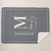 Moderne monogram familie marine grijs stijlvolle s sherpa deken (Voorkant (horizontaal))