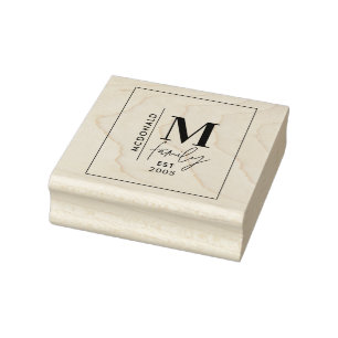 Moderne monogram familie marjoy grijs stijlvol rubberstempel