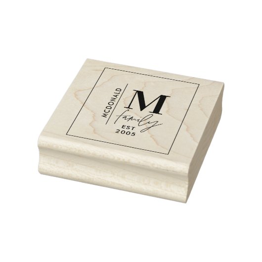 Moderne monogram familie marjoy grijs stijlvol rubberstempel (Stempel)