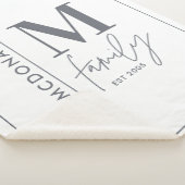 Moderne monogram familie marjoy grijs stijlvol sherpa deken (3/4)