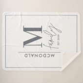 Moderne monogram familie marjoy grijs stijlvol sherpa deken (Voorkant (horizontaal))