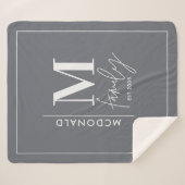 Moderne monogram familie marjoy grijs stijlvol sherpa deken (Voorkant (horizontaal))