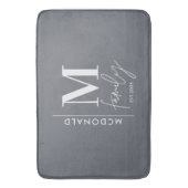 Moderne monogram familie navy grijs stijlvolle ele badmat (Voorkant Verticaal)