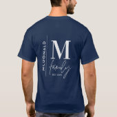 Moderne monogram familie navy grijs stijlvolle mat t-shirt (Achterkant)