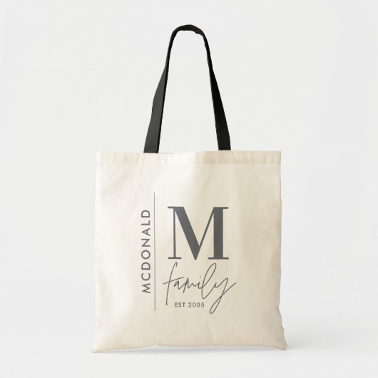 Moderne monogram familie navy grijs stijlvolle mat tote bag (Voorkant)