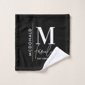 Moderne monogram familie navy, stijlvol monochroom bad handdoek (Wasdoekje)
