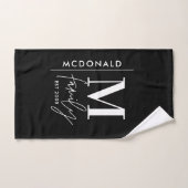 Moderne monogram familie navy, stijlvol monochroom bad handdoek (Handdoek)