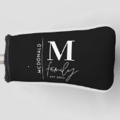 Moderne monogram familie navy, stijlvol monochroom golfheadcover (Voorkant)