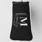 Moderne monogram familie navy, stijlvol monochroom golfheadcover (Draai 90)