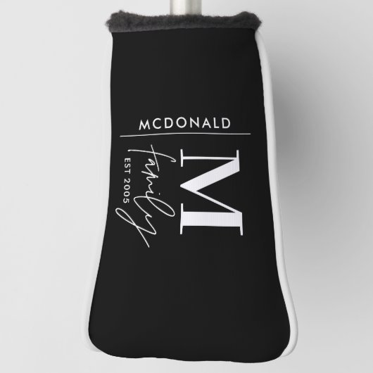 Moderne monogram familie navy, stijlvol monochroom golfheadcover (Draai 90)