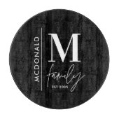 Moderne monogram familie navy, stijlvol monochroom snijplank (Voorkant)