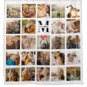 Moderne monogram familienaam 24 Foto Collage Douchegordijn (Voorkant)