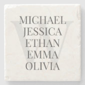 Moderne monogram familienamen gepersonaliseerd stenen onderzetter (Voorkant)