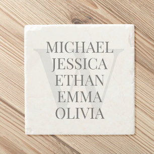 Moderne monogram familienamen gepersonaliseerd stenen onderzetter