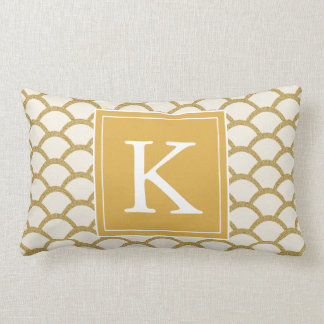 Moderne monogram Faux Gold Glitter Scallop Pillow Kussen