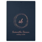 Moderne monogram Faux Roos Gold Logo Klembord (Achterkant)