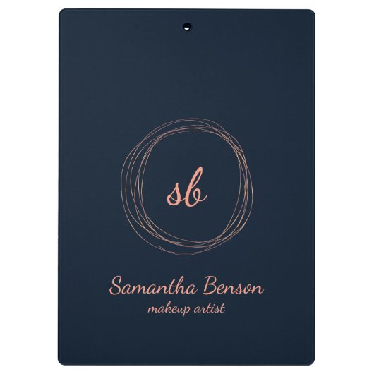 Moderne monogram Faux Roos Gold Logo Klembord (Achterkant)