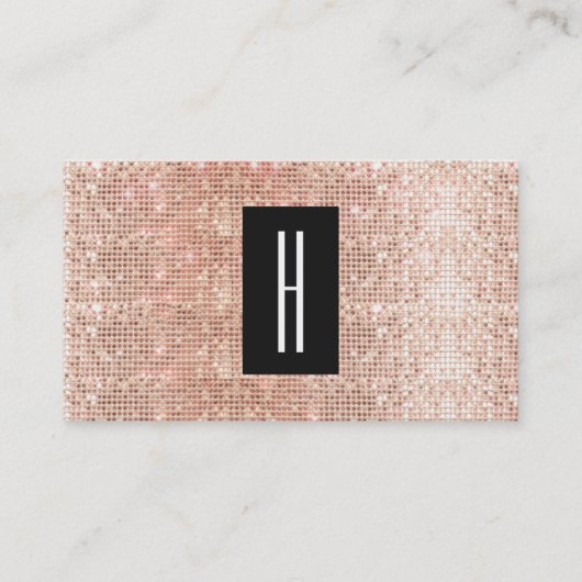 Moderne monogram, Faux Roos Gold Sequins Visitekaartje (Voorkant)