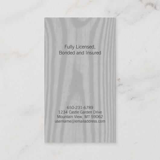 Moderne monogram Faux Wood Verticale constructie Visitekaartje (Achterkant)