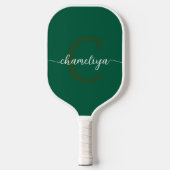 Moderne Monogram Flessen Groene & Witte Pickleball Paddle (Voorkant)