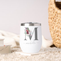 Moderne Monogram Florale Initiële Naam