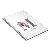 Moderne Monogram Florale Initiële Naam Notitieboek (Rechterzijde)