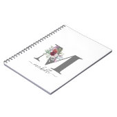 Moderne Monogram Florale Initiële Naam Notitieboek (Linkerzijde)