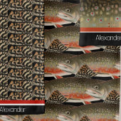 Moderne Monogram Forel Vis Ontwerp Zwart Wit Roest Bad Handdoek