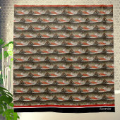 Moderne Monogram Forel Vis Ontwerp Zwart Wit Roest Douchegordijn