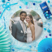Moderne monogram foto bruiloft papieren bordje (Feest)