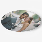 Moderne monogram foto bruiloft papieren bordje (Gekanteld)