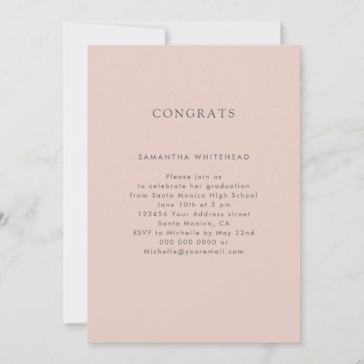 Moderne Monogram Foto Collage Roze Afstuderen Aankondiging (Achterkant)