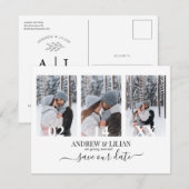 Moderne Monogram Foto Collage Save the Date Kaart (Voorkant / Achterkant)