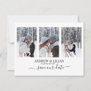 Moderne Monogram Foto Collage Save the Date Kaart 