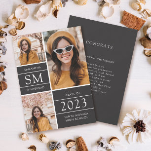 Moderne monogram foto Collage Soft Black Aankondiging