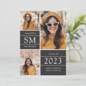 Moderne monogram foto Collage Soft Black Aankondiging (Staand voorkant)