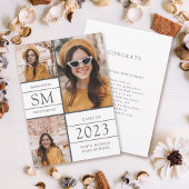 Moderne Monogram Foto Collage White Afstuderen Aankondiging