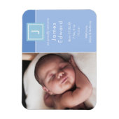 Moderne Monogram Foto Geboorteaankondiging Baby Jo Magneet (Verticaal)