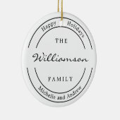 Moderne Monogram Foto Gelukkige Vakantie Keramisch Ornament (Rechts)