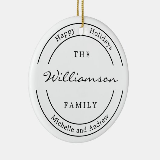 Moderne Monogram Foto Gelukkige Vakantie Keramisch Ornament (Rechts)