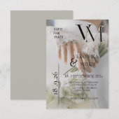 Moderne Monogram Foto Huwelijk Save The Date Kaart (Voorkant / Achterkant)