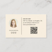 Moderne Monogram Foto QR Crème Professionele Visitekaartje (Achterkant)