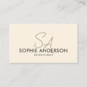 Moderne Monogram Foto QR Crème Professionele Visitekaartje (Voorkant)