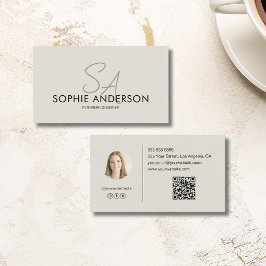 Moderne Monogram Foto QR Professioneel Visitekaartje
