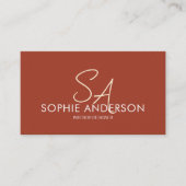 Moderne Monogram Foto QR Terracotta Professional Visitekaartje (Voorkant)