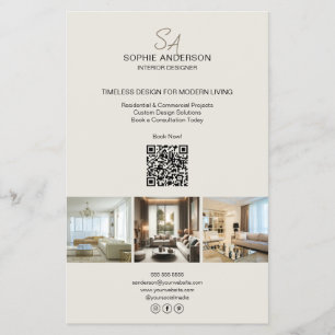 Moderne Monogram Foto QR Zakelijk Professioneel Flyer