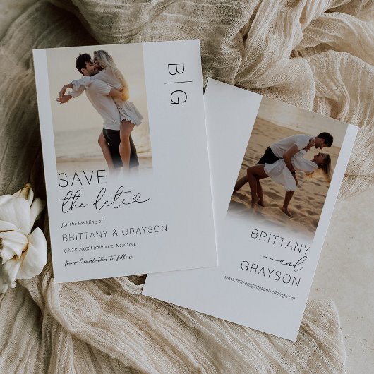 Moderne Monogram Foto Save The Date