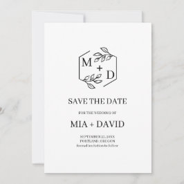 Moderne Monogram Foto Save the Date Trouwkaart