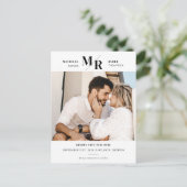 Moderne Monogram Foto slaat het Briefkaart Datum o (Staand voorkant)