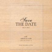 Moderne Monogram Foto Trouw Save the Date Acryl Uitnodigingen (Voorkant)